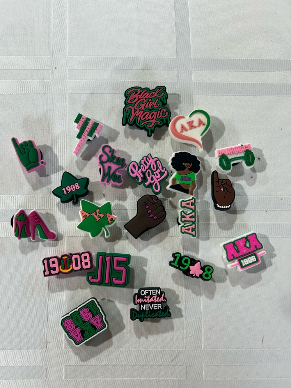Pink & Green Sorority Shoe Charms -Accessories
